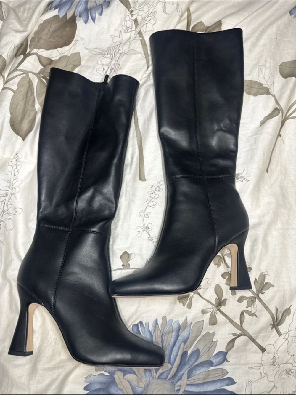 Circus by Sam Edelman Black Leather Mid-Calf Heel Boots